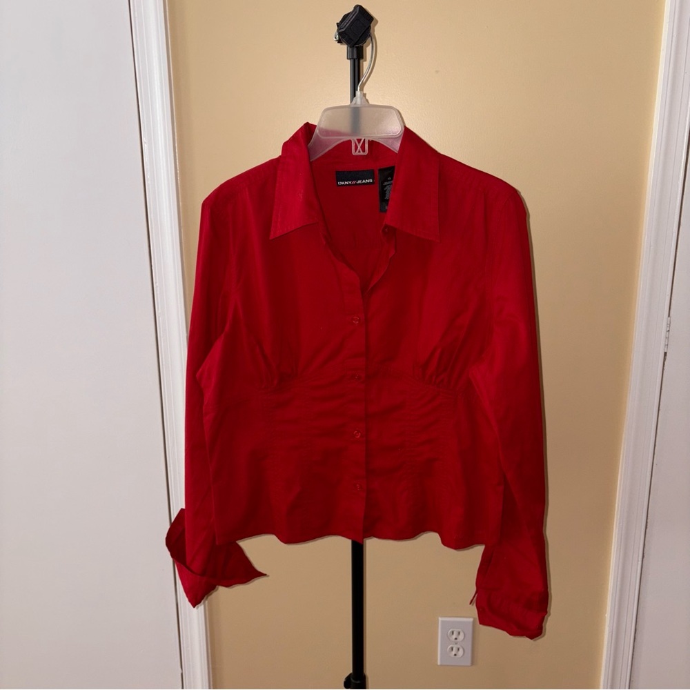 Dkny Jeans Red Button Down Shirt - image 3
